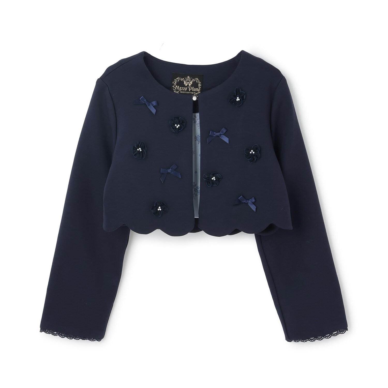 花モチーフ裾スカラップ ジャケット