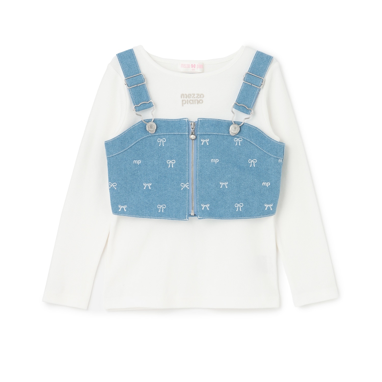 【人気商品再入荷】【直営店で取り扱い無し】リボン刺しゅうビスチェ＆長袖Tシャツセット