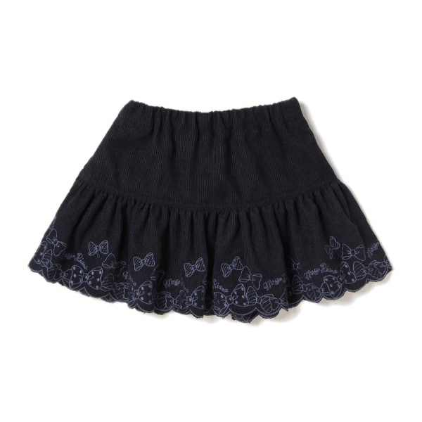 リボン刺しゅうコーデュロイスカラップスカート(90 ライト ピンク