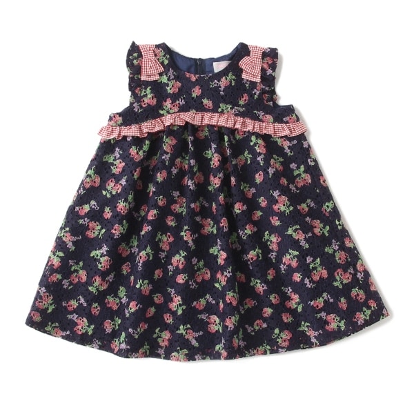 Narumiya Online ナルミヤ オンラインの公式通販サイト苺レースワンピース 80 紺 キッズ