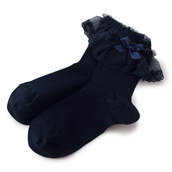 Narumiya Online ナルミヤ オンラインの公式通販サイト透かし柄レースソックス 16 18 紺 キッズ