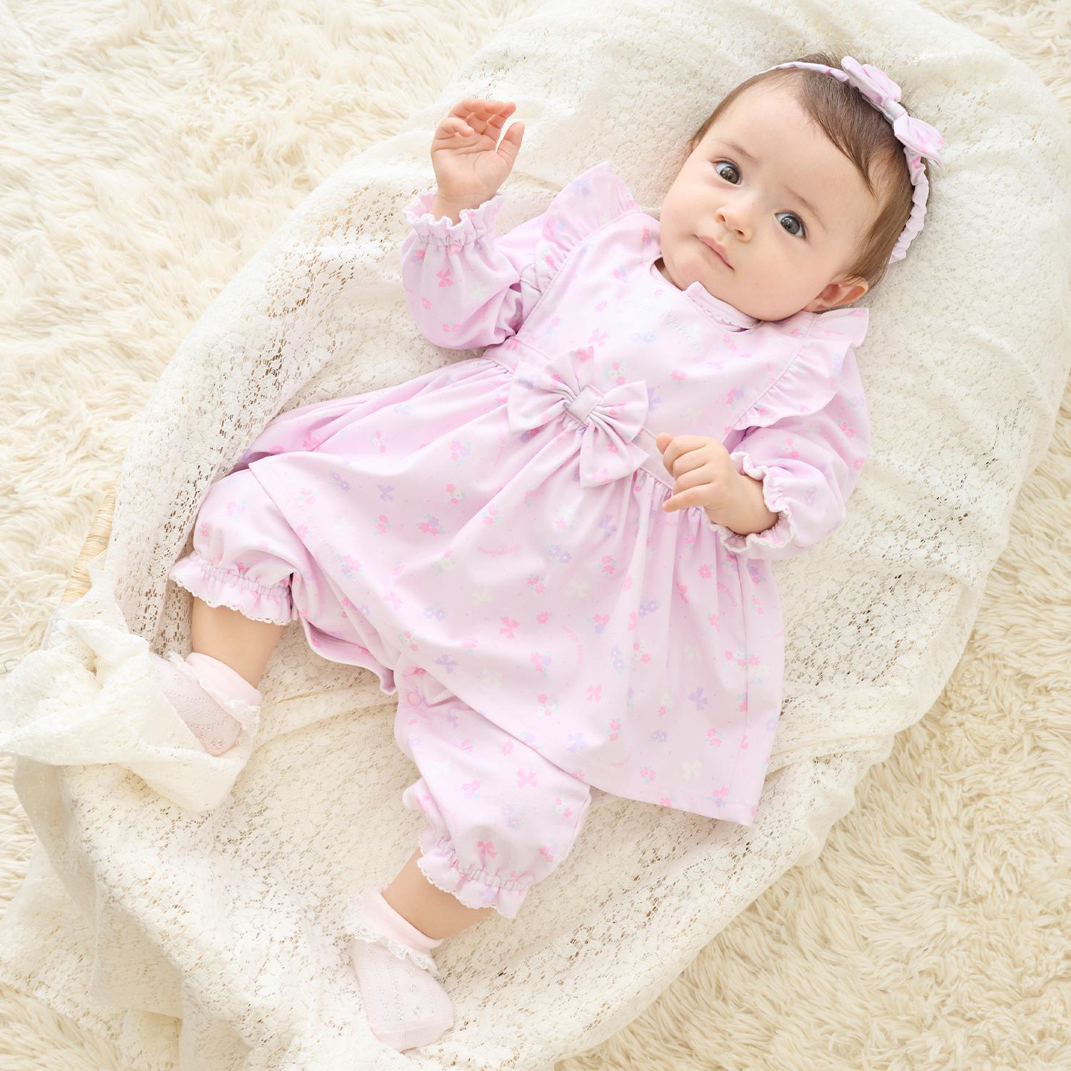 【BOX付】フラワーリボン柄エプロン＆ヘアバンドセット