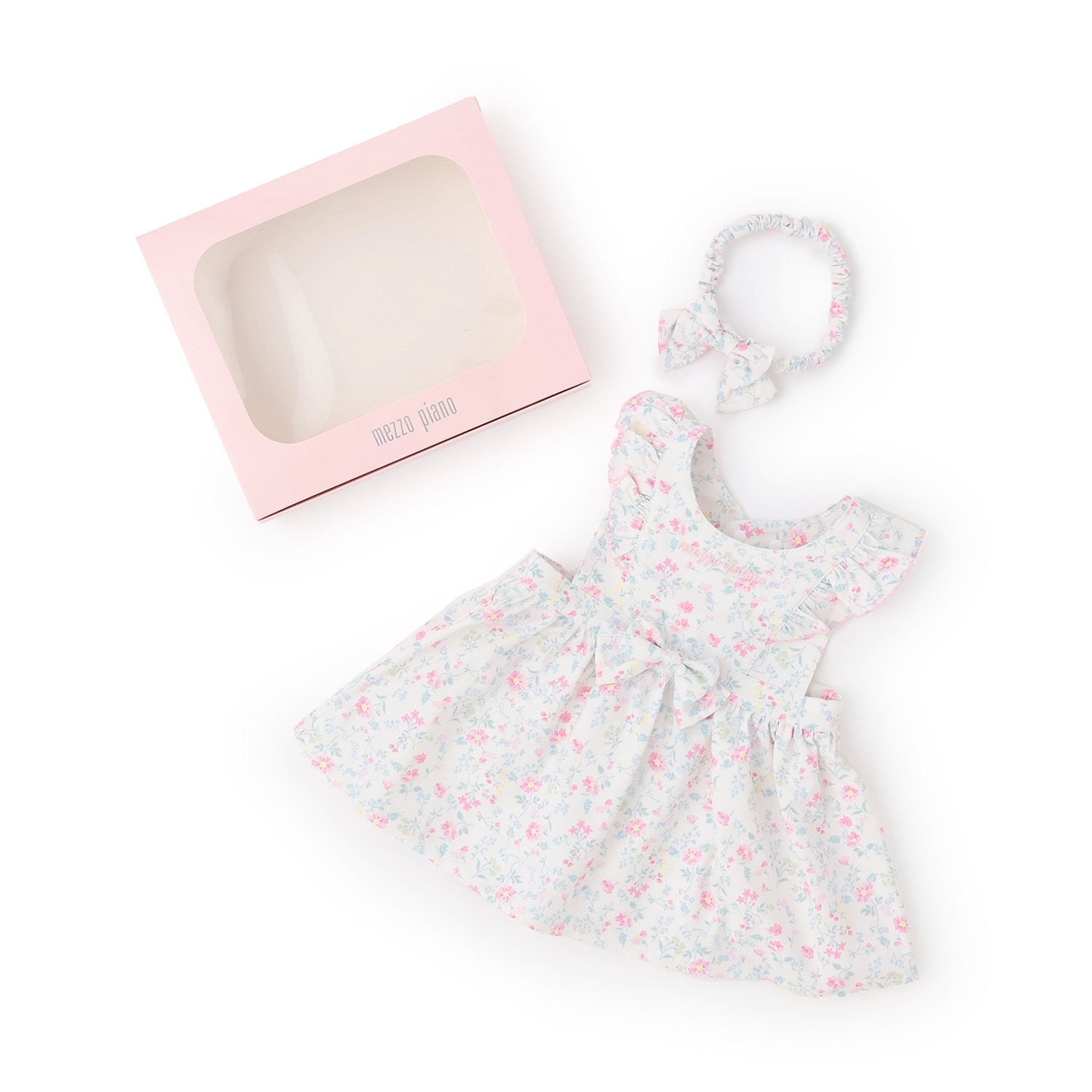【BOX付】フラワー柄エプロン&ヘアバンドセット