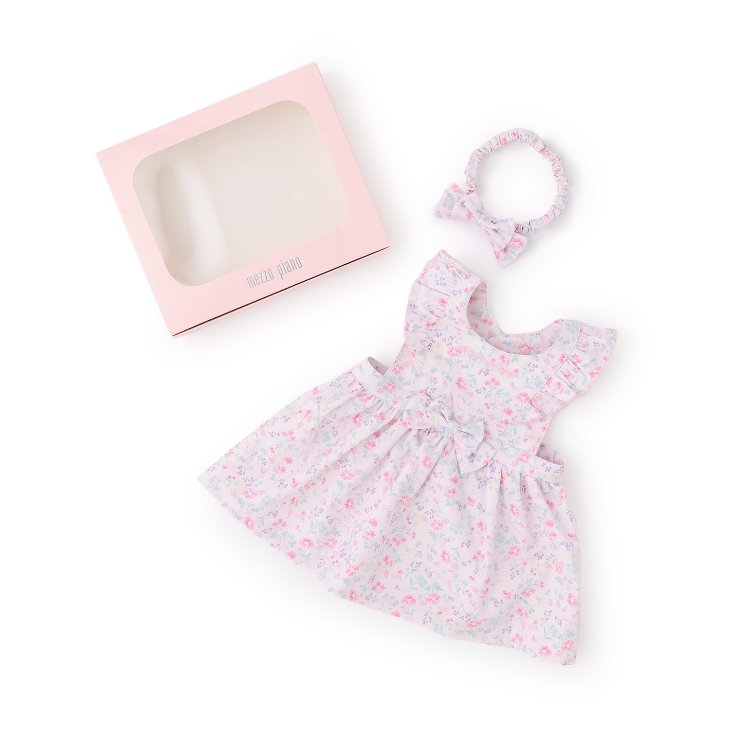 【BOX付】フラワー柄エプロン&ヘアバンドセット