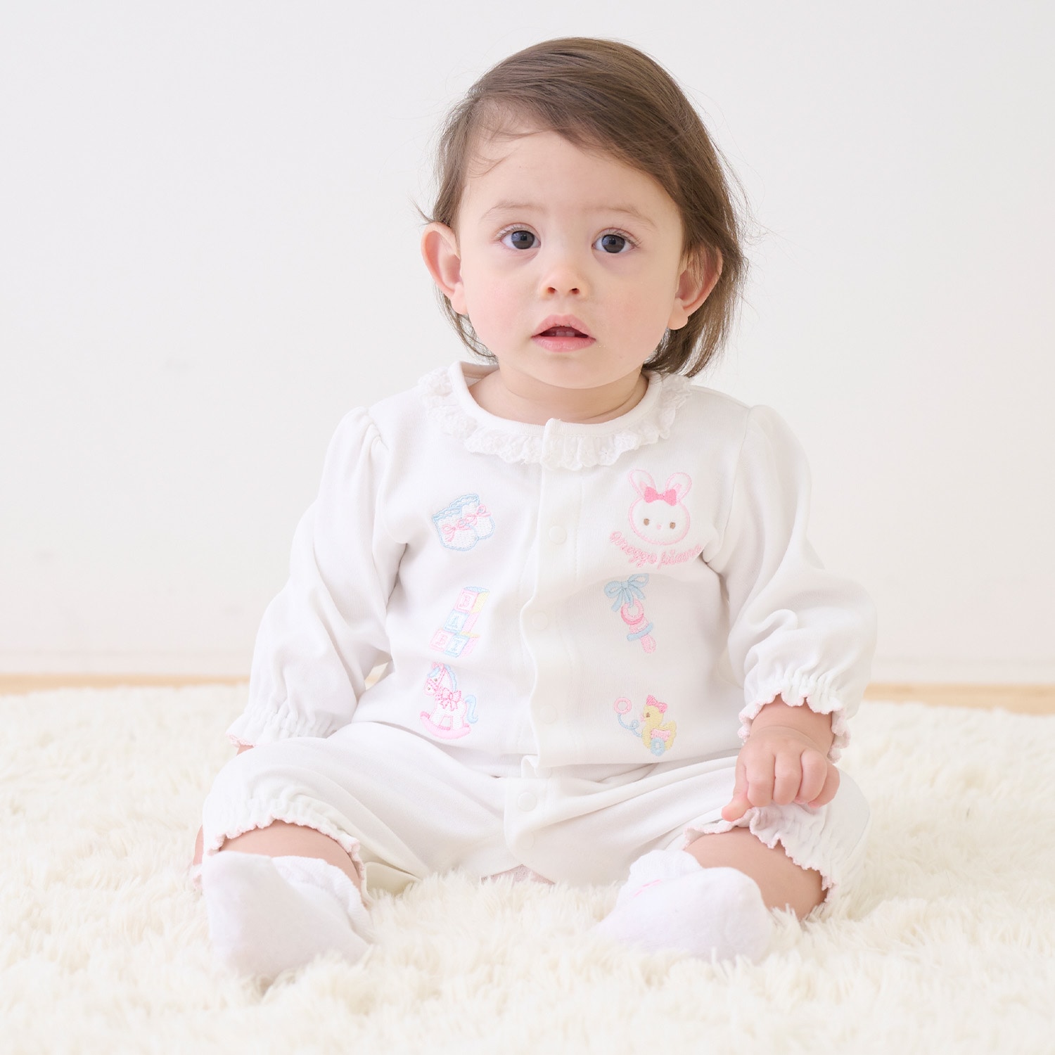 うさぎ刺繍2wayオール