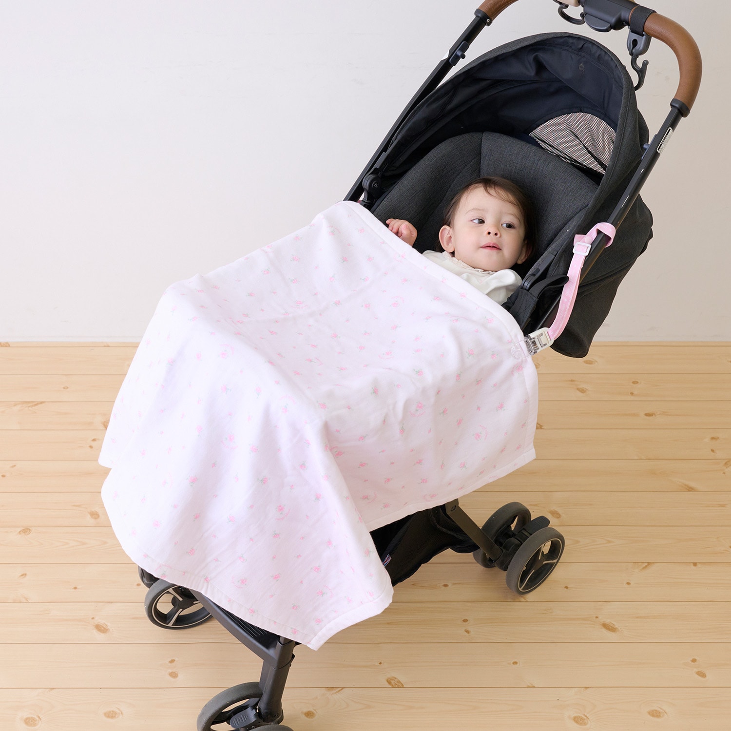 【BOX付】バラ柄ガーゼタオルケット＆ブランケットクリップセット