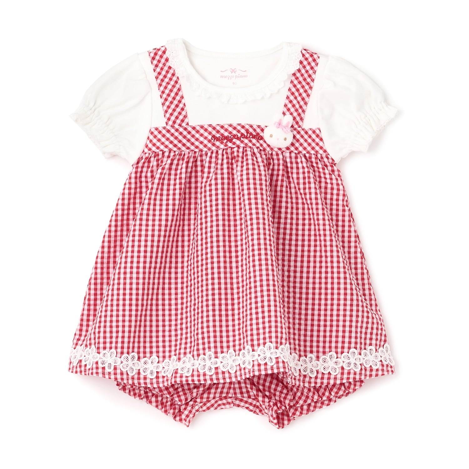 ウサギマスコットつきギンガムチュニック&ブルマセット