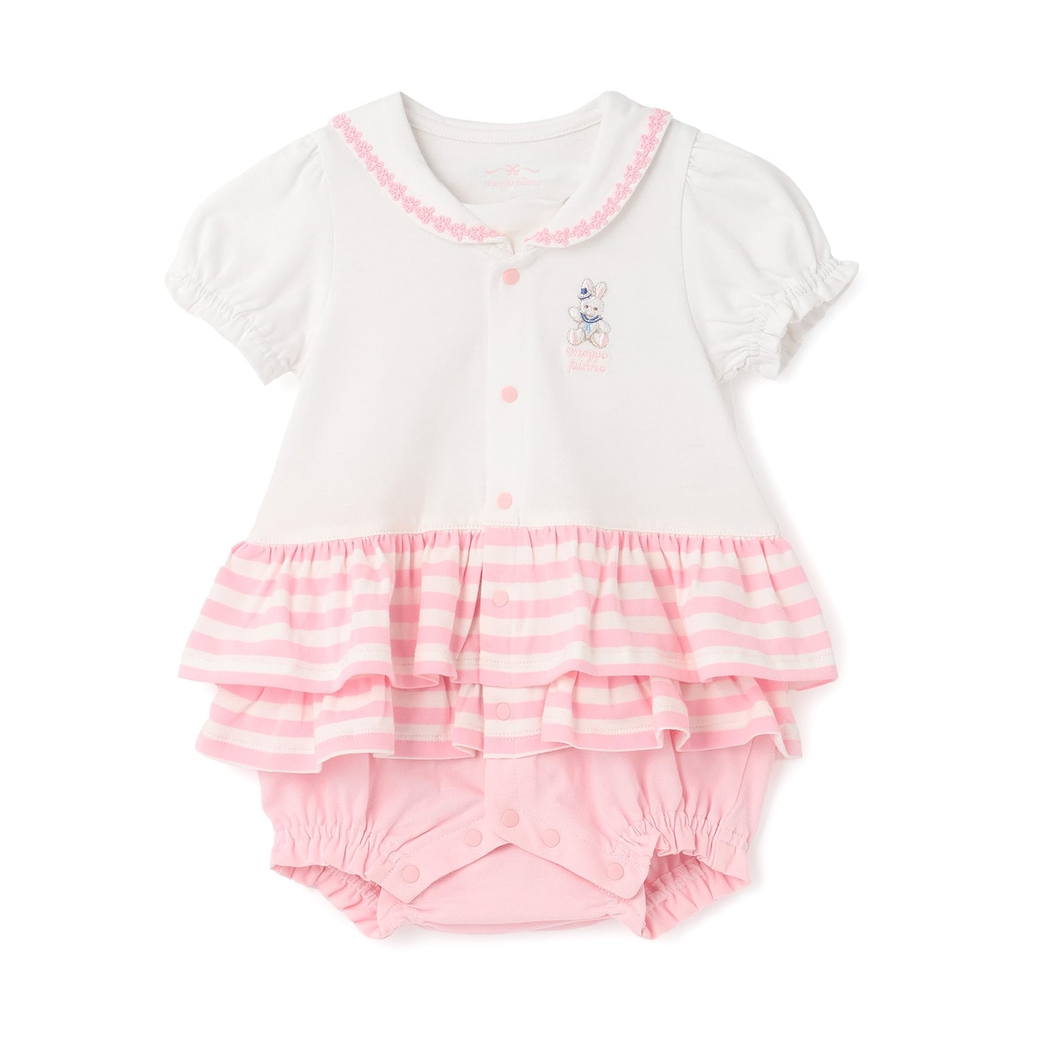 セーラーカラー　スカート半袖ロンパース