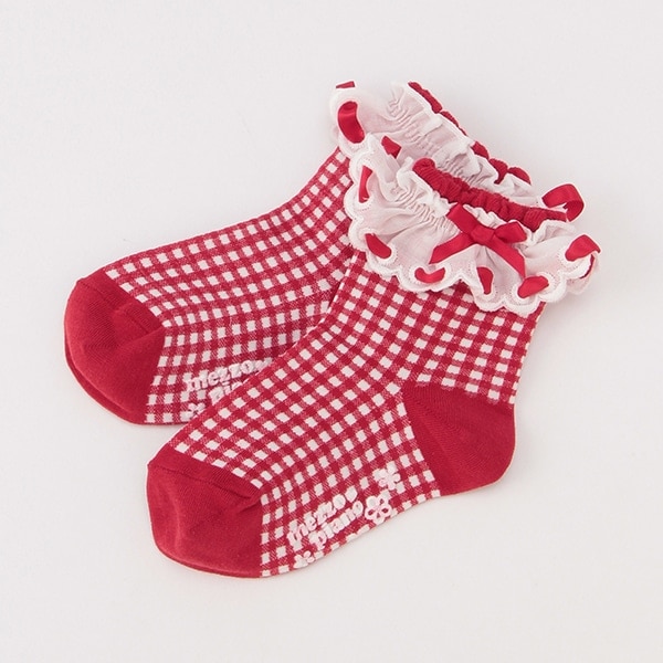 Narumiya Online ナルミヤ オンラインの公式通販サイト ベビーサイズ ギンガムレースクルーソックス 13 15 ラベンダー キッズ