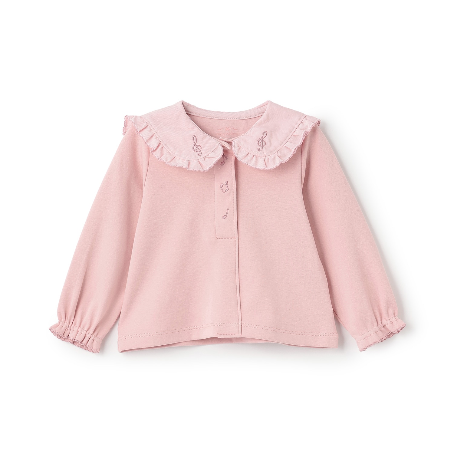 ピアノ刺しゅう衿　長袖Tシャツ