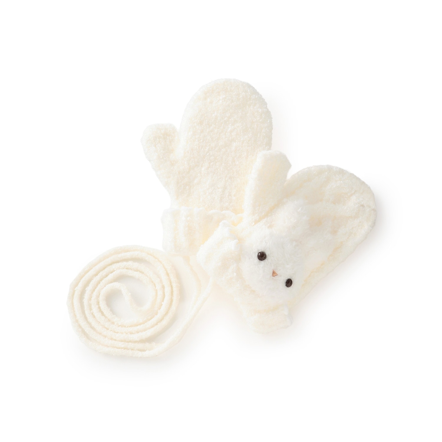 ボアウサギマスコットつき　マシュマロニット手袋