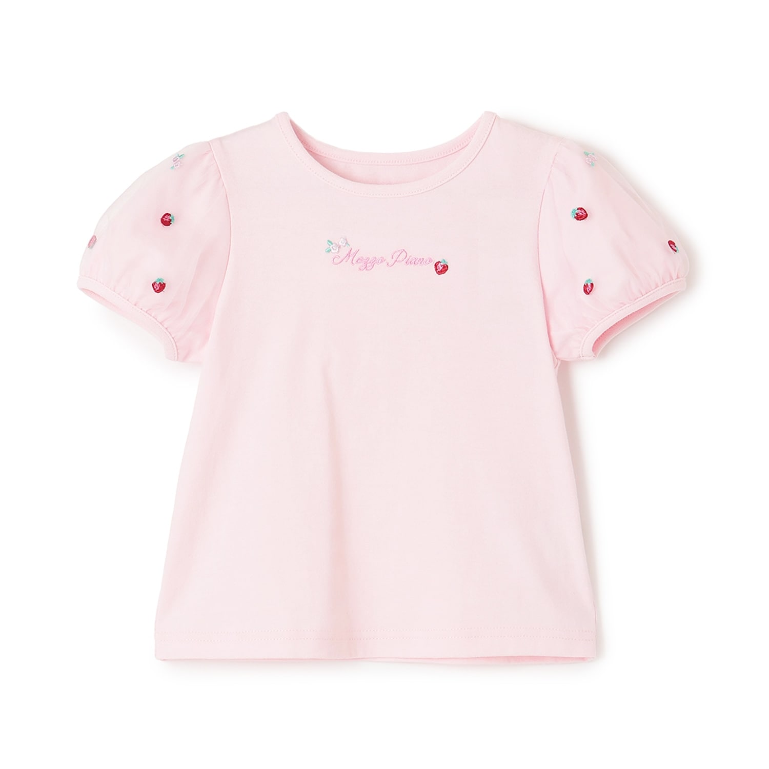 イチゴ刺しゅうチュール袖 Tシャツ