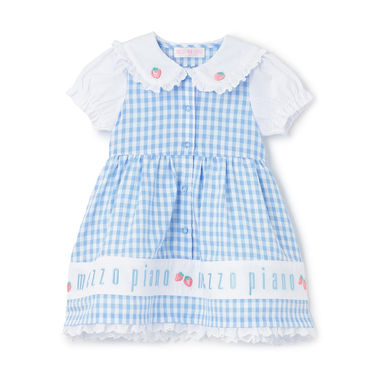 裾ロゴ刺しゅう ギンガムチェックワンピース