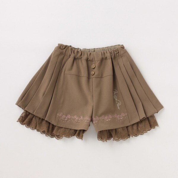 【人気商品再入荷】【直営店で取り扱い無し】サイドプリーツ裾刺しゅうキュロットスカート