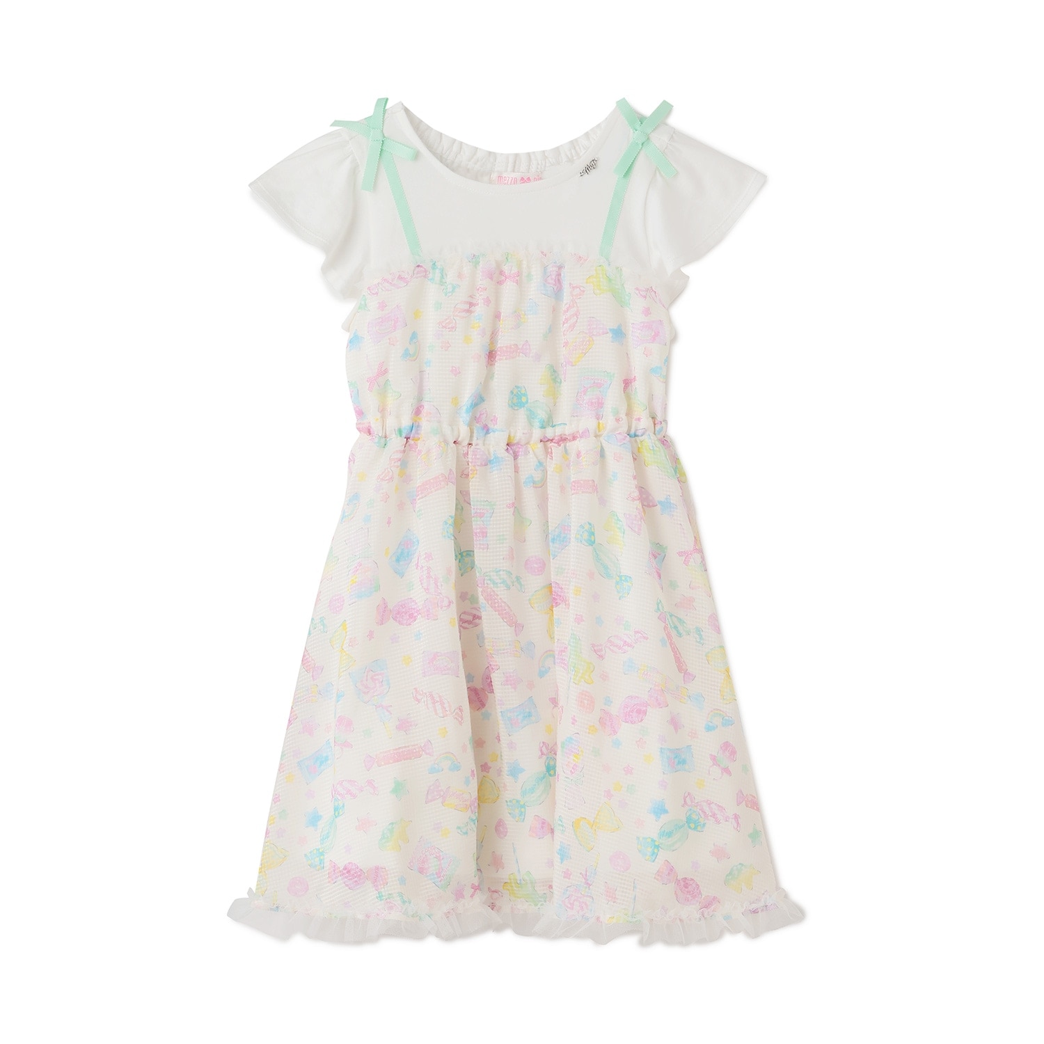 【人気商品再入荷】【直営店で取り扱い無し】キャンディ柄　ドッキングワンピース