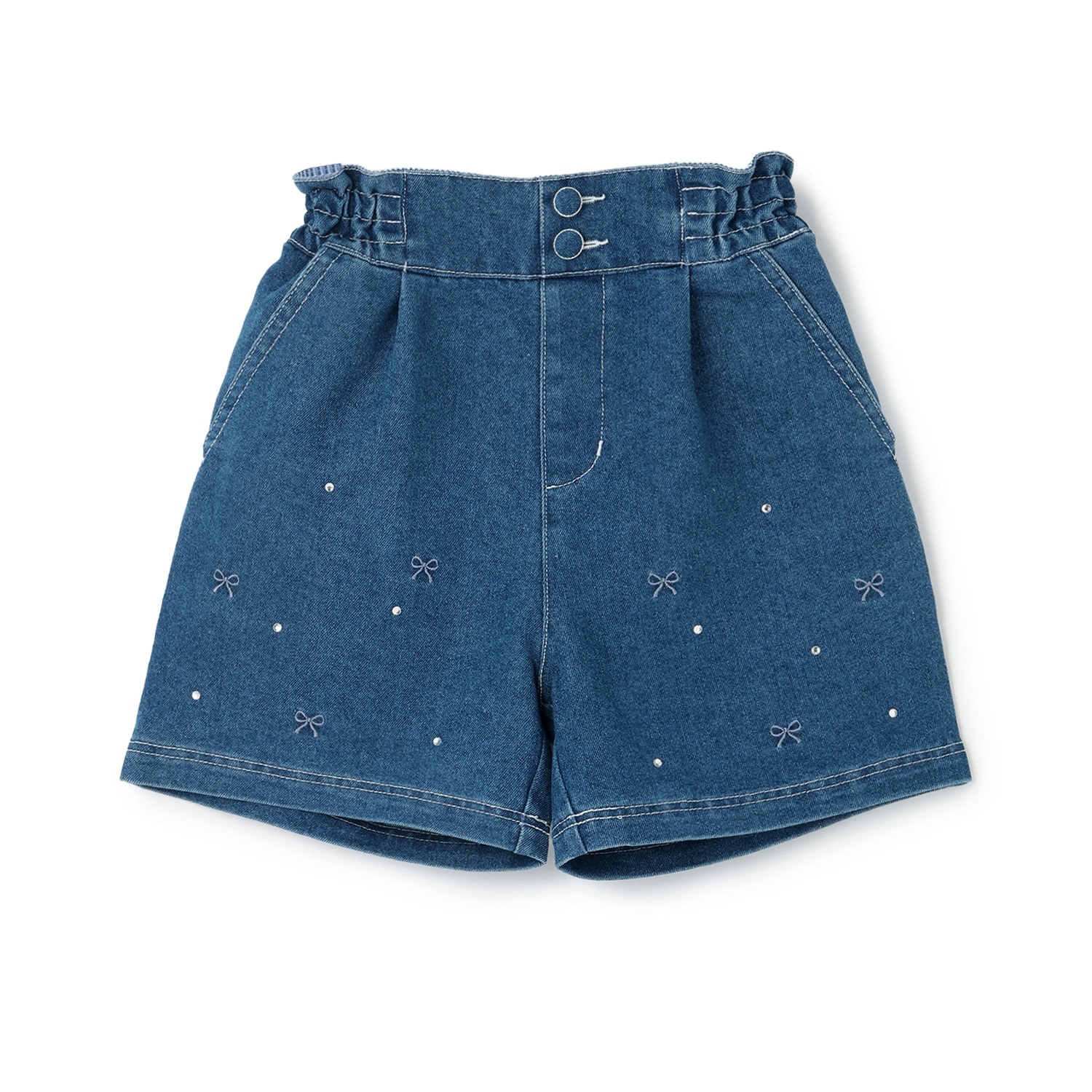 【人気商品再入荷】【直営店で取り扱い無し】リボン刺しゅうラインストーン　ショートパンツ