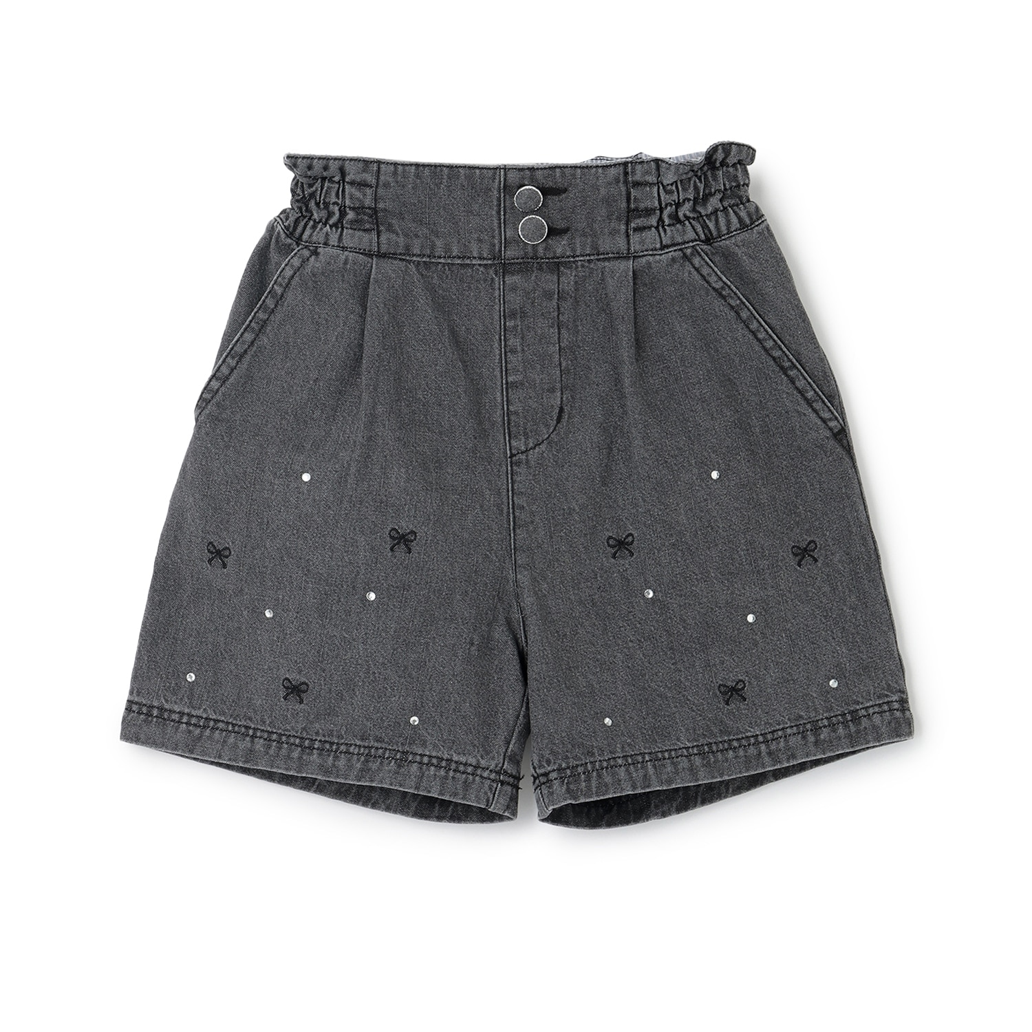 【人気商品再入荷】【直営店で取り扱い無し】リボン刺しゅうラインストーン　ショートパンツ