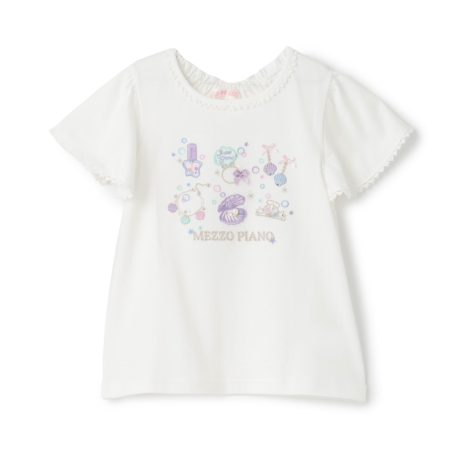 ☆彡シェルジュエリーアップリケ半袖Ｔシャツ