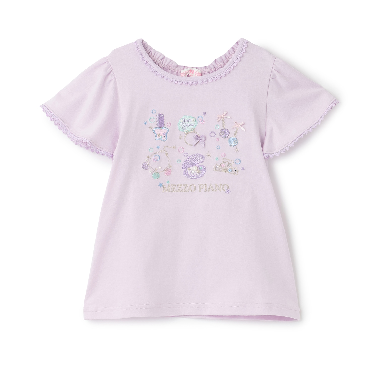 ☆彡シェルジュエリーアップリケ半袖Ｔシャツ