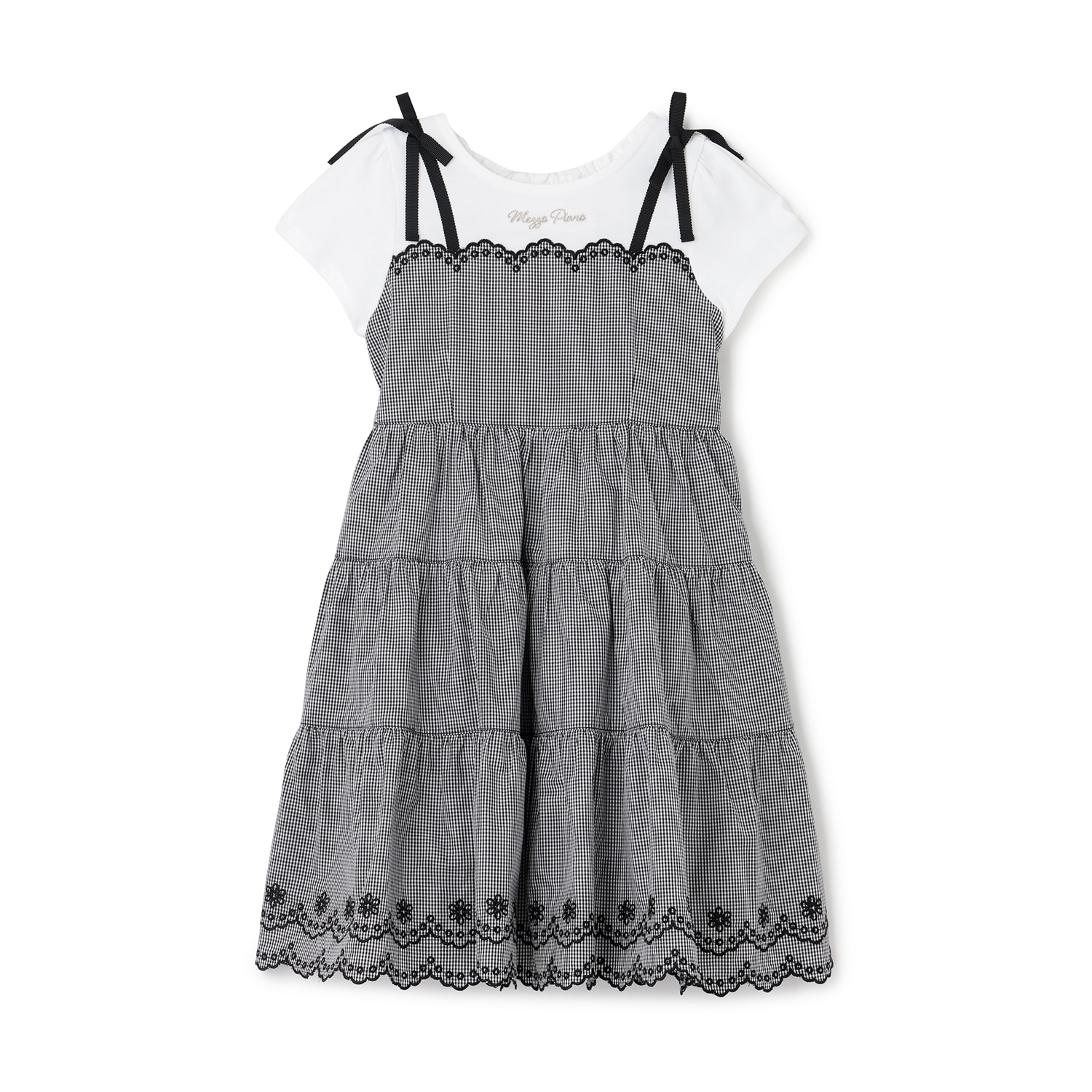 ☆彡カットワークギンガム　ドッキングワンピース