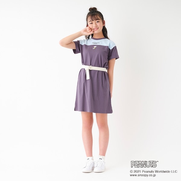 Narumiya Online ナルミヤ オンラインの公式通販サイト Peanutsコラボ ベルトつきtシャツワンピース S 140 チャコール ジュニア