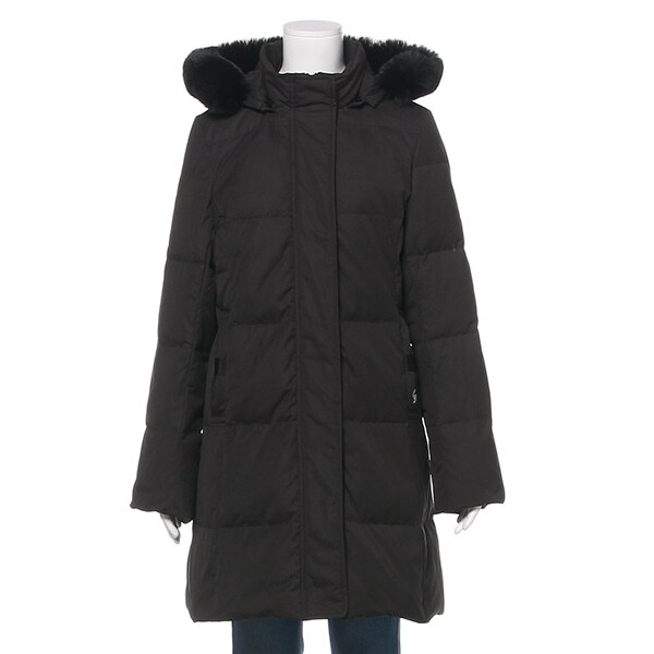 フェイクファーフードつきロングダウンコート(S(140) ベージュ  