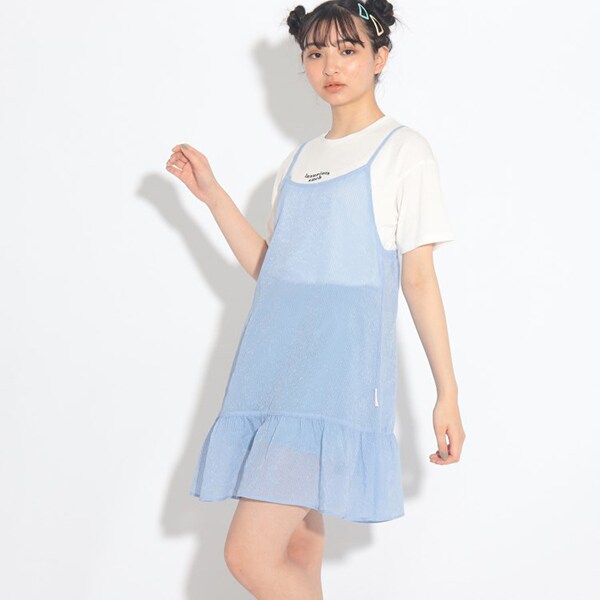 【17kg/イチナナキログラム】コラボ プリーツキャミワンピース+Tシャツ セット
