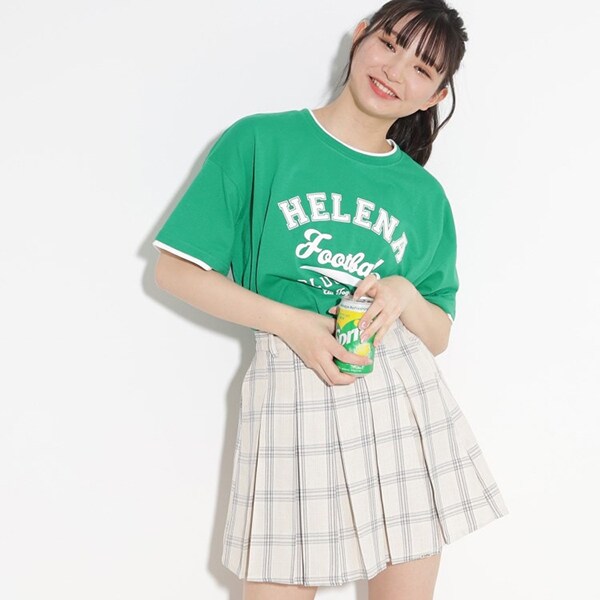 【130cmサイズあり】レイヤード風配色カレッジTシャツ