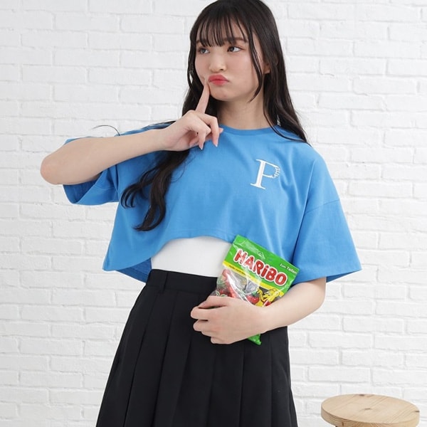 【2点セットアイテム】クロップドTシャツ+タンクSET