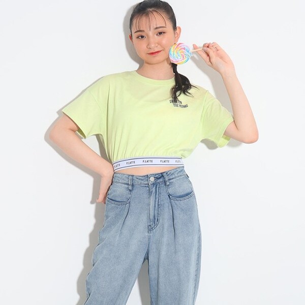 裾ロゴゴムTシャツ