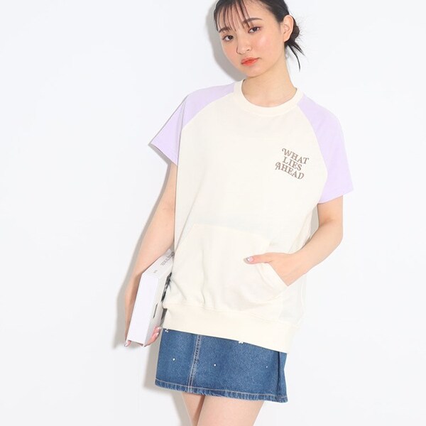 フレンチスリーブ配色チュニックTシャツ
