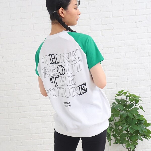 フレンチスリーブ配色チュニックTシャツ