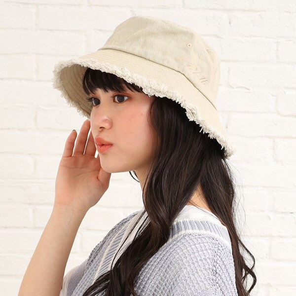 【部分接触冷感】ひんやり♪フリンジバケットハット