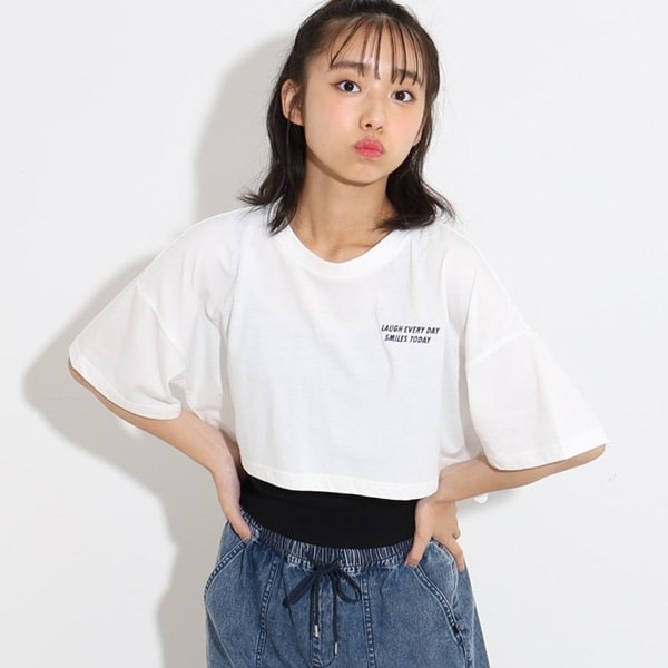 【2点SET】ハートサガラロゴ短丈Tシャツ+キャミSET