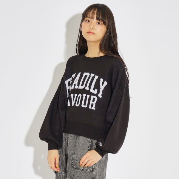 【洗える・毛玉になりにくい】ロゴジャガードデザインニットプルオーバー