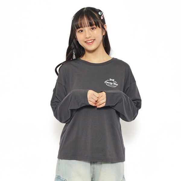 【130cmあり】リボンモチーフ ロングTシャツ