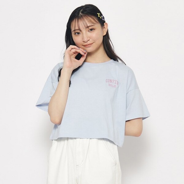 【130cmあり】ゆるっとシルエット　バックカレッジロゴTシャツ