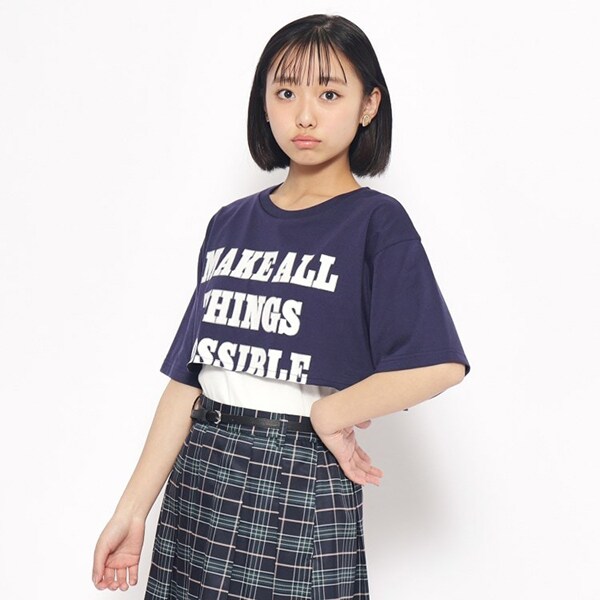 短丈レイヤードTシャツ