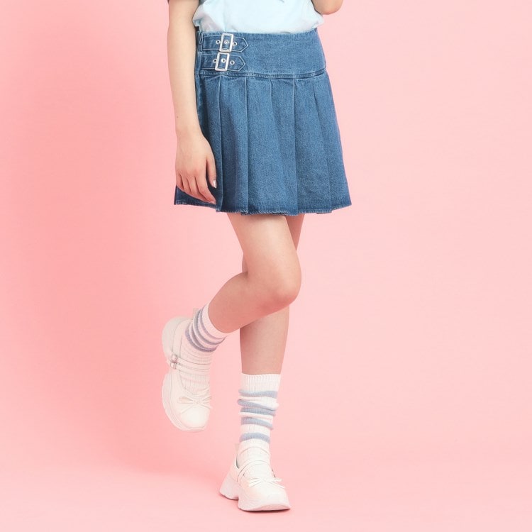 インパン付きダブルベルト風裾プリーツスカート