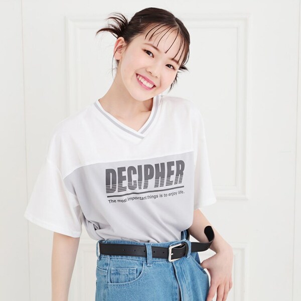 Vネック切替Tシャツ