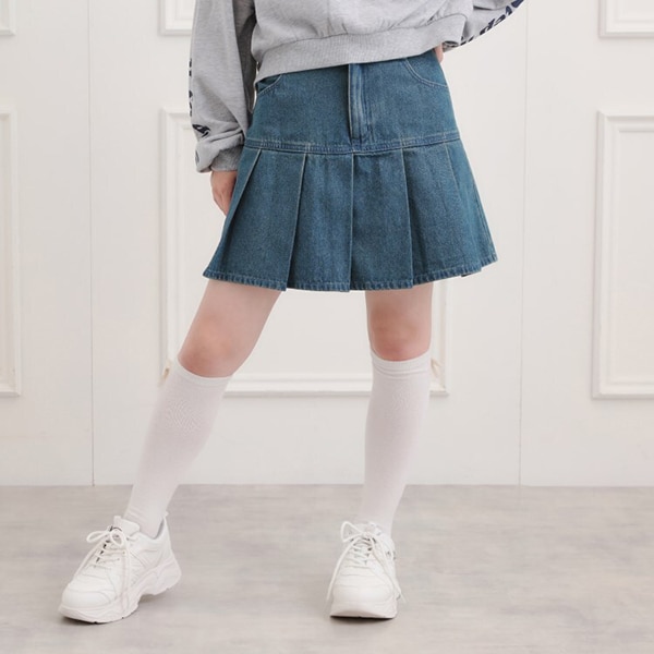 デニム裾プリーツスカート