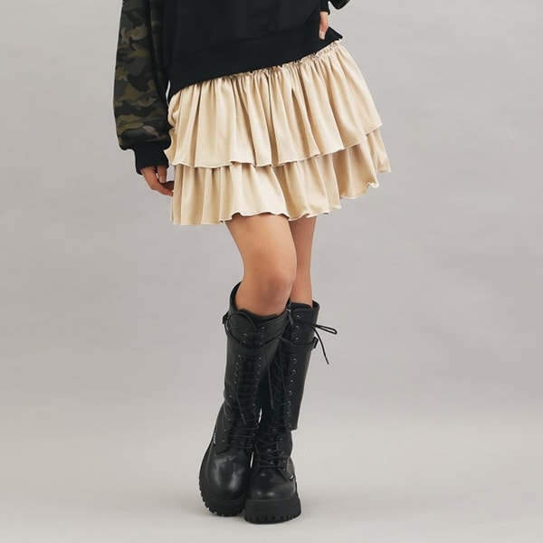 フェイクスエードティアードスカート