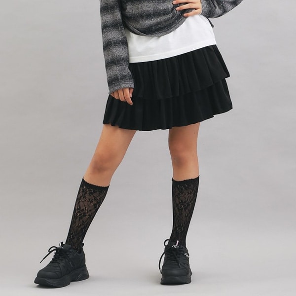 フェイクスエードティアードスカート