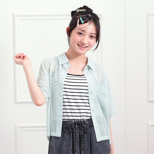 【セットアイテム】半袖シアーシャツ＋冷感キャミセット