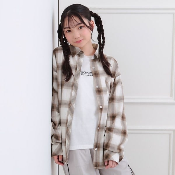 ルーズチェックシャツ＋ロンT