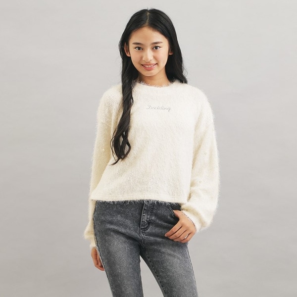 シャギー袖パール調プルオーバー