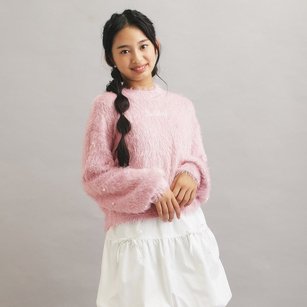 シャギー袖パール調プルオーバー