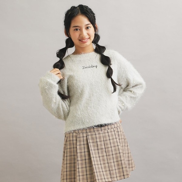 シャギー袖パール調プルオーバー