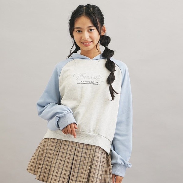 ラグランラインストーンパーカ