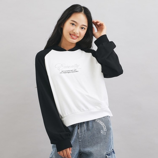 ラグランラインストーンパーカ